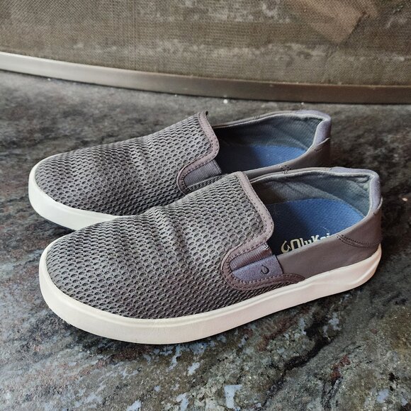 OluKai Gray Textile Slip-On Loafers Size 7 - Picture 8 of 13